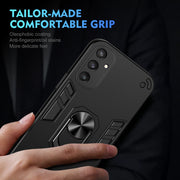 For Samsung Galaxy S25 5G Shockproof Metal Ring Holder Phone Case(Black)