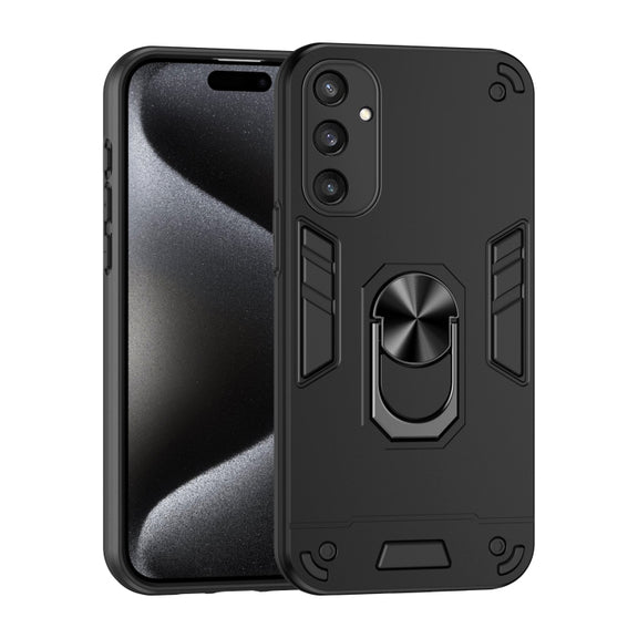 For Samsung Galaxy S25 5G Shockproof Metal Ring Holder Phone Case(Black)