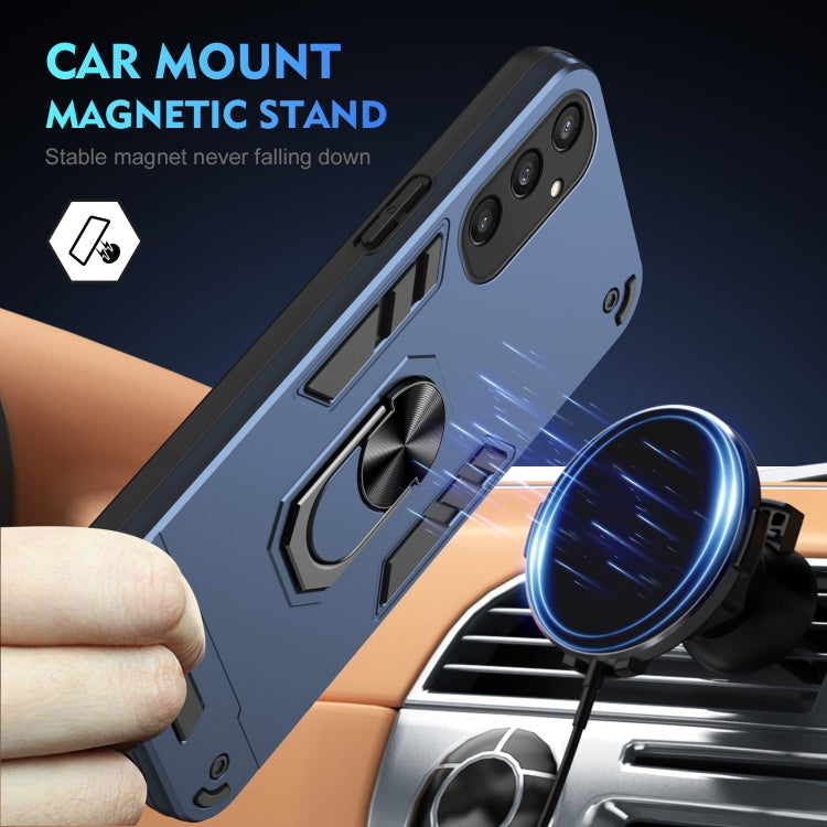 For Samsung Galaxy S25 5G Shockproof Metal Ring Holder Phone Case(Blue)