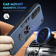 For Samsung Galaxy S25 5G Shockproof Metal Ring Holder Phone Case(Blue)