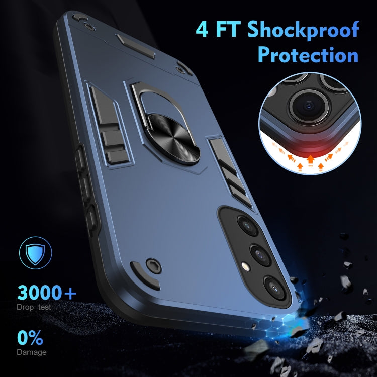 For Samsung Galaxy S25 5G Shockproof Metal Ring Holder Phone Case(Blue)