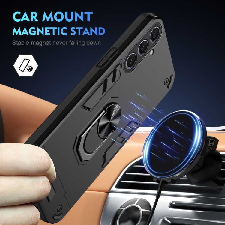 For Samsung Galaxy S25+ 5G Shockproof Metal Ring Holder Phone Case(Black)