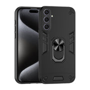 For Samsung Galaxy S25+ 5G Shockproof Metal Ring Holder Phone Case(Black)
