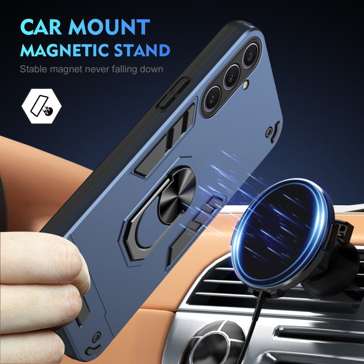 For Samsung Galaxy S25+ 5G Shockproof Metal Ring Holder Phone Case(Blue)