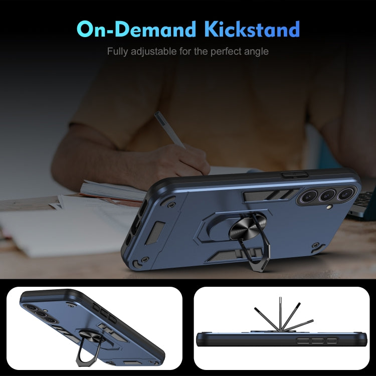 For Samsung Galaxy S25+ 5G Shockproof Metal Ring Holder Phone Case(Blue)
