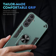 For Samsung Galaxy S25+ 5G Shockproof Metal Ring Holder Phone Case(Green)