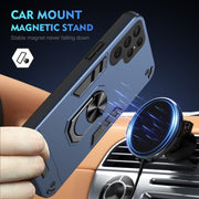 For Samsung Galaxy S25 Ultra 5G Shockproof Metal Ring Holder Phone Case(Blue)