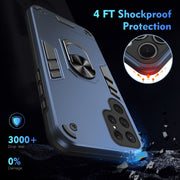 For Samsung Galaxy S25 Ultra 5G Shockproof Metal Ring Holder Phone Case(Blue)