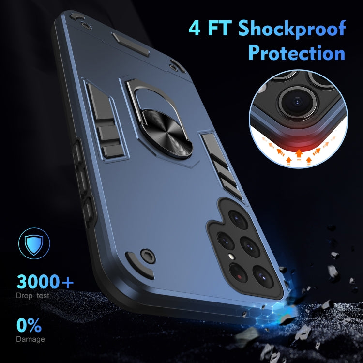 For Samsung Galaxy S25 Ultra 5G Shockproof Metal Ring Holder Phone Case(Blue)