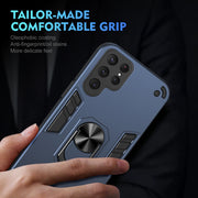 For Samsung Galaxy S25 Ultra 5G Shockproof Metal Ring Holder Phone Case(Blue)