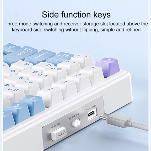 AULA F99 99 Keys Wired/2.4G/Bluetooth Three Model Customized RGB Mechanical Keyboard(Black White Blue)