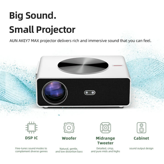 AUN AKEY7 MAX 1920x1080P HD Android LCD Projector AU Plug(White)