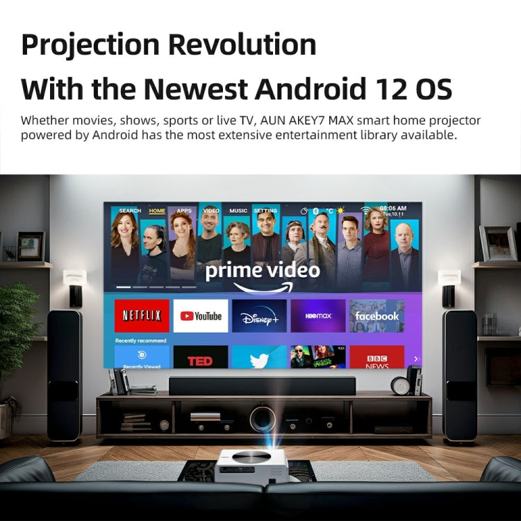 AUN AKEY7 MAX 1920x1080P HD Android LCD Projector AU Plug(White)