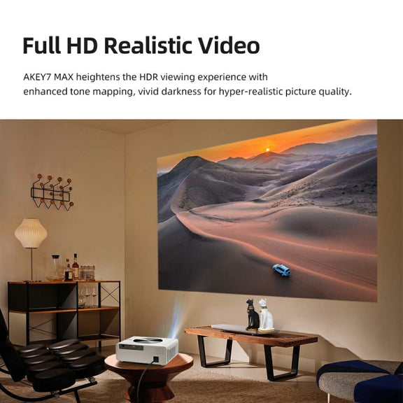 AUN AKEY7 MAX 1920x1080P HD Android LCD Projector UK Plug(White)