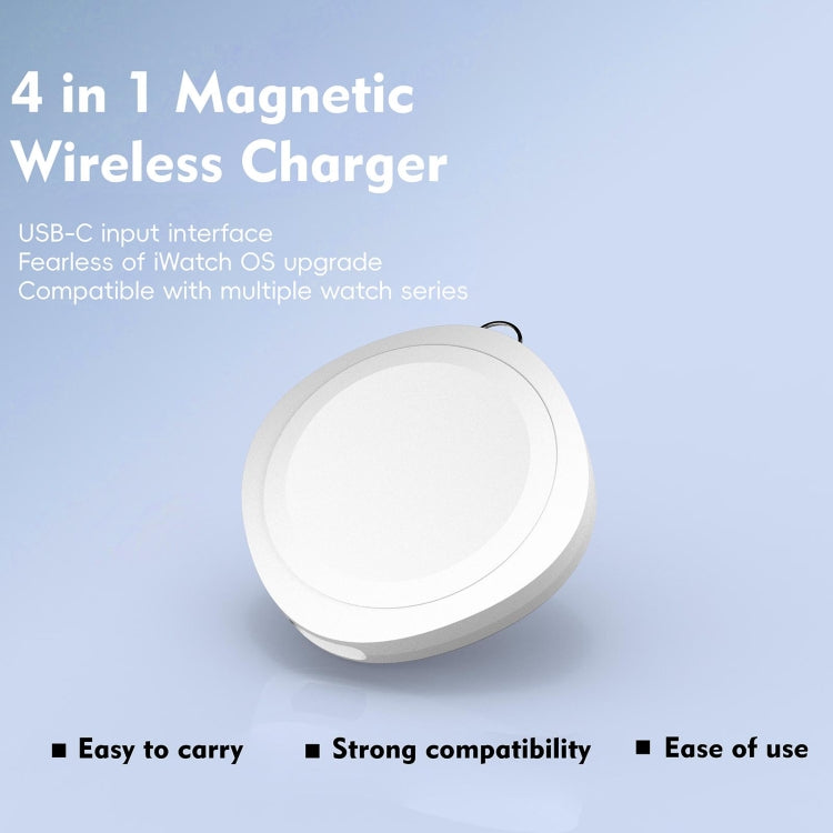 4 in 1 Portable Smart Watch Magnetic Wireless Charger(White)