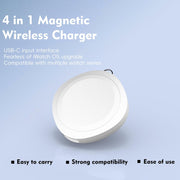 4 in 1 Portable Smart Watch Magnetic Wireless Charger(White)