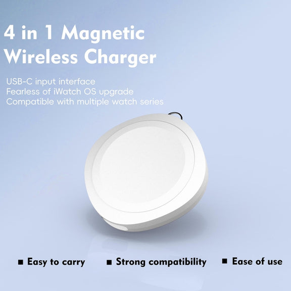 4 in 1 Portable Smart Watch Magnetic Wireless Charger(White)