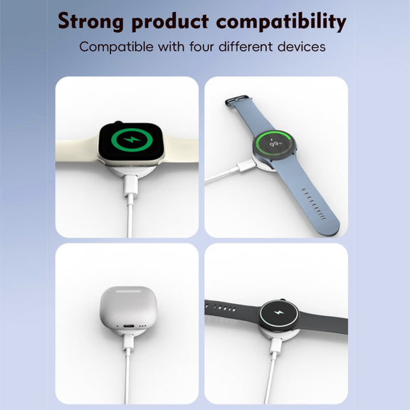 4 in 1 Portable Smart Watch Magnetic Wireless Charger(White)