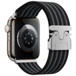 For Apple Watch 42mm / 41mm / 40mm / 38mm Parachute Buckle 4-Stripe Braided Nylon Watch Band(Black Grey) - free shipping - PMc TechLife - Order now!