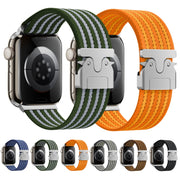 For Apple Watch 42mm / 41mm / 40mm / 38mm Parachute Buckle 4-Stripe Braided Nylon Watch Band(Full Blue)