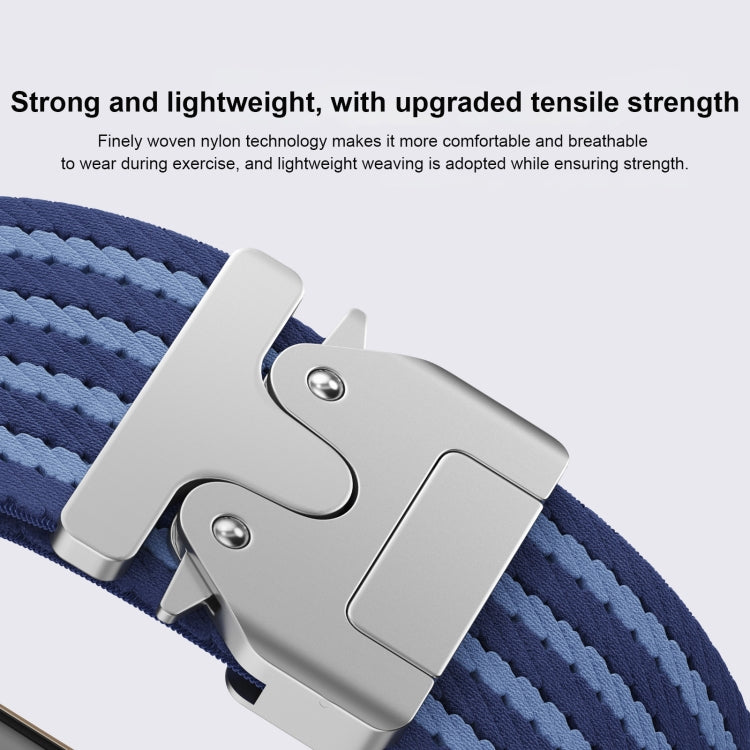 For Apple Watch 42mm / 41mm / 40mm / 38mm Parachute Buckle 4-Stripe Braided Nylon Watch Band(Full Blue)