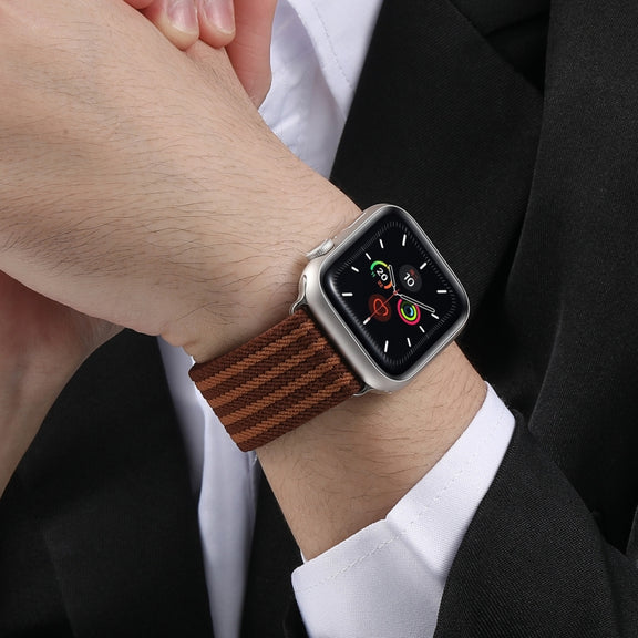 For Apple Watch 46mm / 49mm / 45mm / 44mm Parachute Buckle 4-Stripe Braided Nylon Watch Band(Orange Yellow)