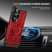 For Samsung Galaxy S25 5G Lens Holder MagSafe Phone Case(Red)