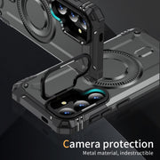 For Samsung Galaxy S25 5G Lens Holder MagSafe Phone Case(Grey)