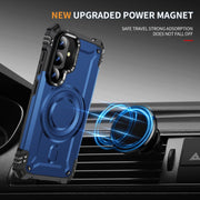 For Samsung Galaxy S25 5G Lens Holder MagSafe Phone Case(Blue)