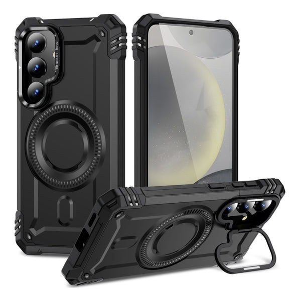 For Samsung Galaxy S25+ 5G Lens Holder MagSafe Phone Case(Black)