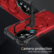 For Samsung Galaxy S25+ 5G Lens Holder MagSafe Phone Case(Red)