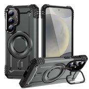 For Samsung Galaxy S25+ 5G Lens Holder MagSafe Phone Case(Grey)