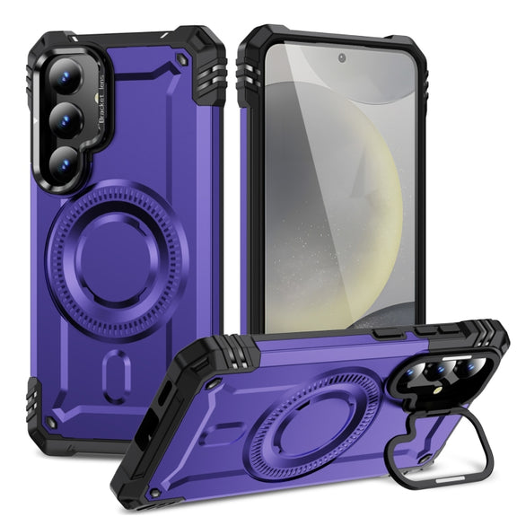 For Samsung Galaxy S25+ 5G Lens Holder MagSafe Phone Case(Purple)