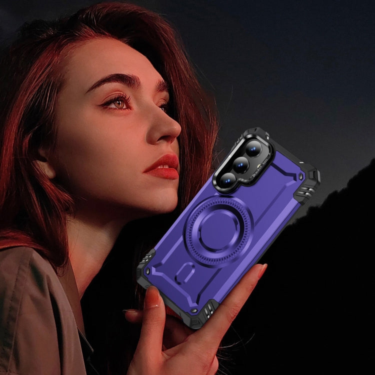 For Samsung Galaxy S25+ 5G Lens Holder MagSafe Phone Case(Purple)
