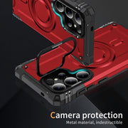 For Samsung Galaxy S25 Ultra 5G Lens Holder MagSafe Phone Case(Red)