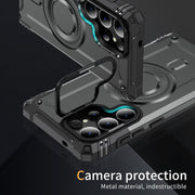 For Samsung Galaxy S25 Ultra 5G Lens Holder MagSafe Phone Case(Grey)