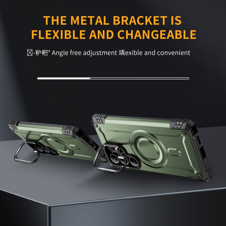 For Samsung Galaxy S25 Ultra 5G Lens Holder MagSafe Phone Case(Army Green)