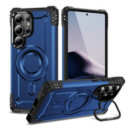 For Samsung Galaxy S25 Ultra 5G Lens Holder MagSafe Phone Case(Blue)
