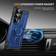 For Samsung Galaxy S25 Ultra 5G Lens Holder MagSafe Phone Case(Blue)