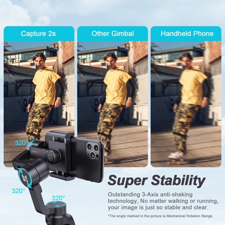 FUNSNAP Capture 2s Smart 3-Axis Handheld Gimbal Phone Live Stabilizer, Basic Version(Black)