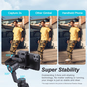 FUNSNAP Capture 2s Smart 3-Axis Handheld Gimbal Phone Live Stabilizer, Combo Version(Black)