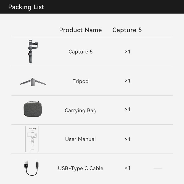 FUNSNAP Capture 5 Professional 3-Axis Handheld Gimbal Phone Live Stabilizer, Basic Version(Grey)