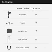 FUNSNAP Capture 5 Professional 3-Axis Handheld Gimbal Phone Live Stabilizer, Basic Version(Grey)