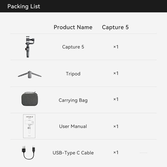FUNSNAP Capture 5 Professional 3-Axis Handheld Gimbal Phone Live Stabilizer, Basic Version(Grey)