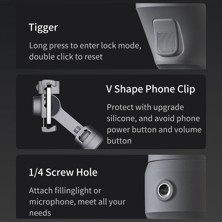 FUNSNAP Capture 5 Professional 3-Axis Handheld Gimbal Phone Live Stabilizer, Basic Version(Grey)