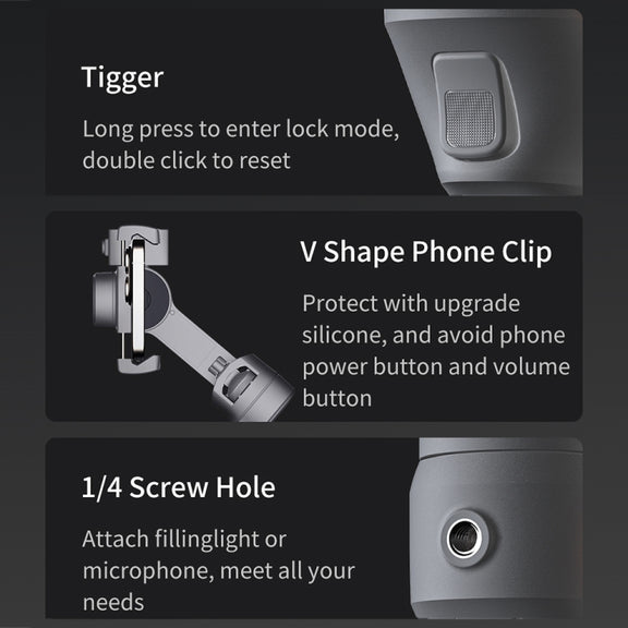 FUNSNAP Capture 5 Professional 3-Axis Handheld Gimbal Phone Live Stabilizer, Combo Version(Grey)
