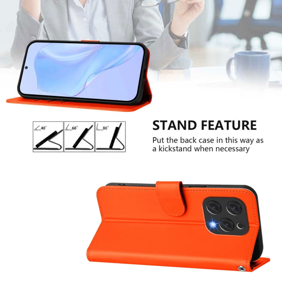 For Doogee N55 Plus Skin Feel Solid Color Leather Phone Case with Lanyard(Orange)