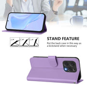 For Doogee N55 Plus Skin Feel Solid Color Leather Phone Case with Lanyard(Lavender Purple)
