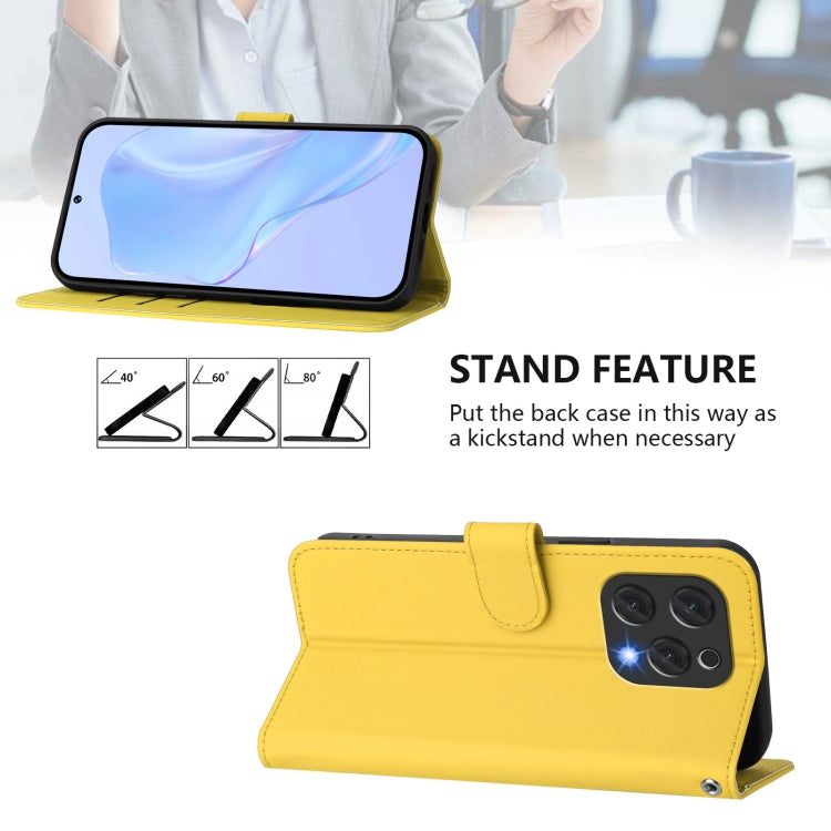 For Doogee N55 Plus Skin Feel Solid Color Leather Phone Case with Lanyard(Lemon Yellow)