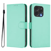 For Doogee N55 Plus Skin Feel Solid Color Leather Phone Case with Lanyard(Mint Green)